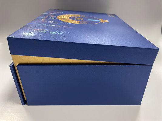 Boîte cadeau en papier MDF bleu Boîte magnétique d'emballage pour les cosmétiques