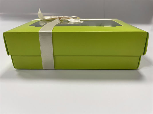 Boîte de macarons verts avec couvercle clair Emballage de macarons biodégradables personnalisé